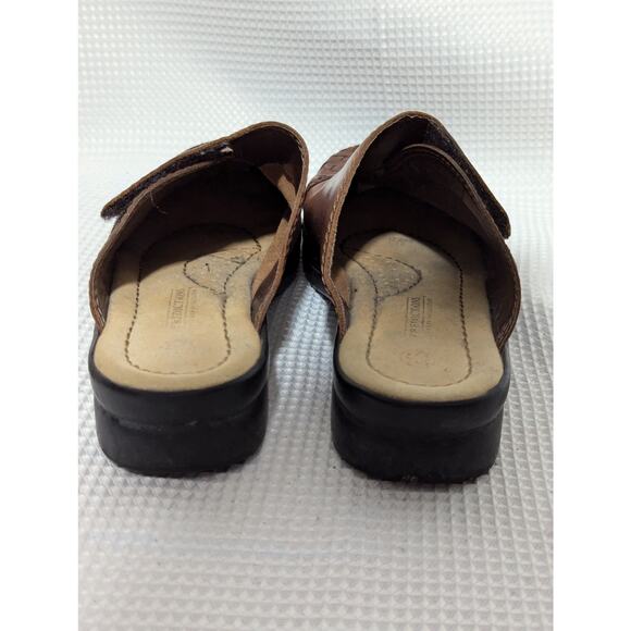 NWOT! PREDICTIONS! WOVEN NUTMEG BROWN GENUINE LEATHER ADJUSTABLE CLOGS! SZ 6.5 - Picture 8 of 10